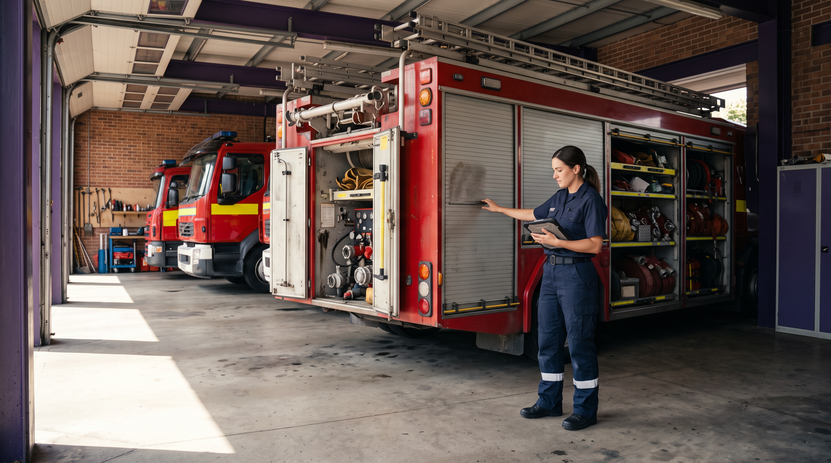 Fire engines on scene, representing NexFire's connected fire operations data