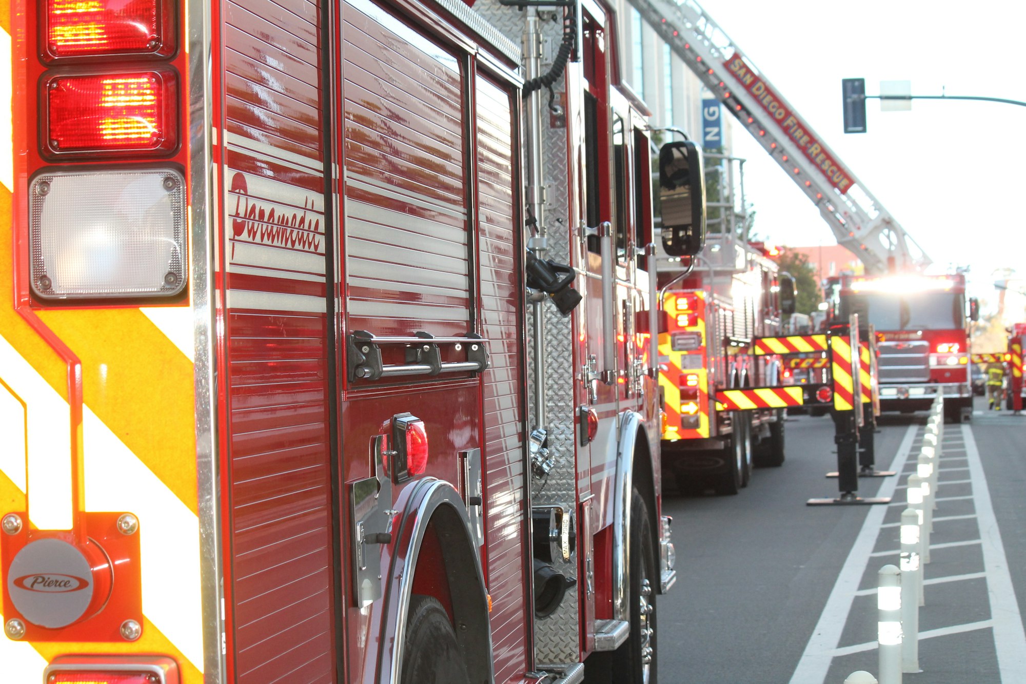 Fire department engines on scene
